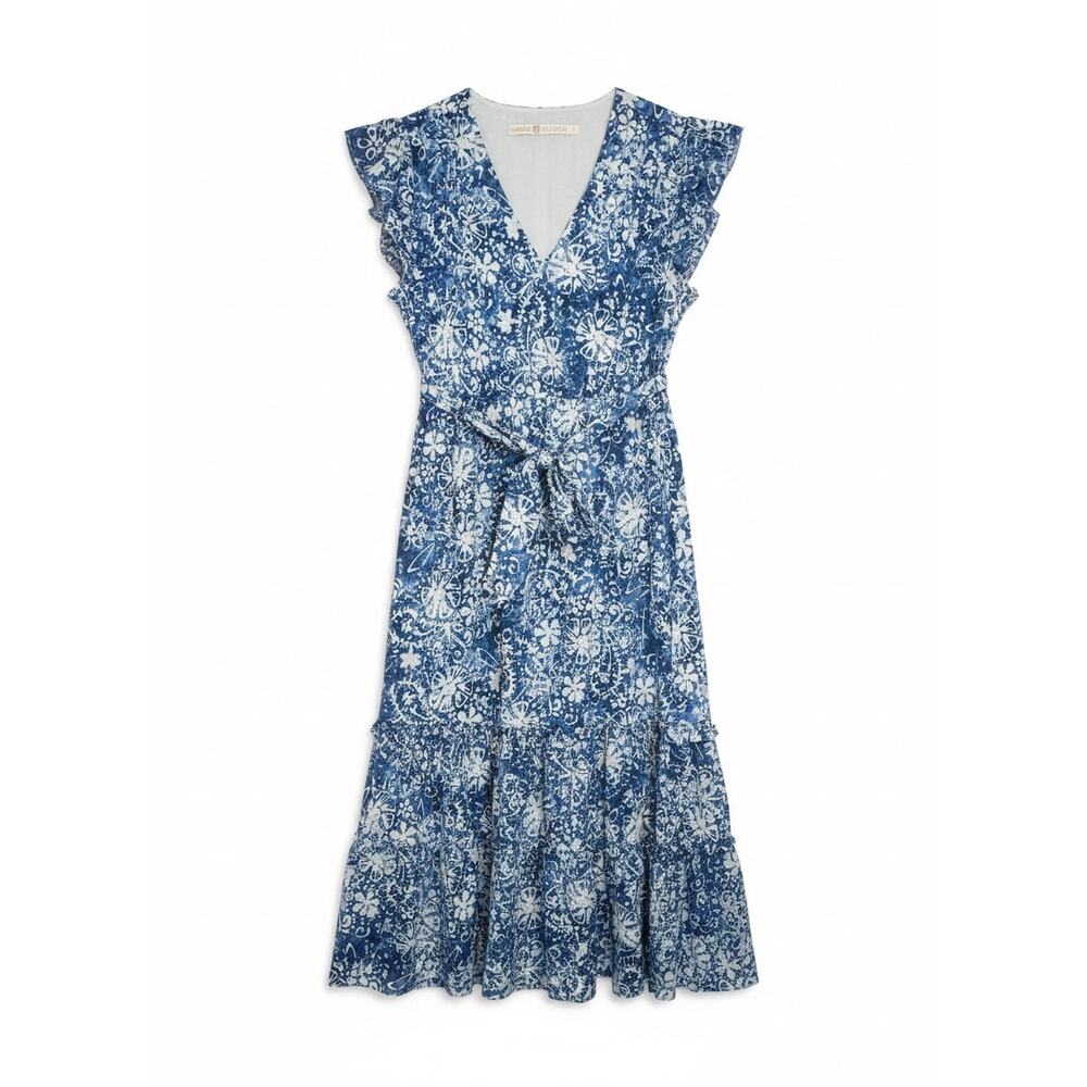 Marie Oliver Blue Floral Midi Dress Size XS